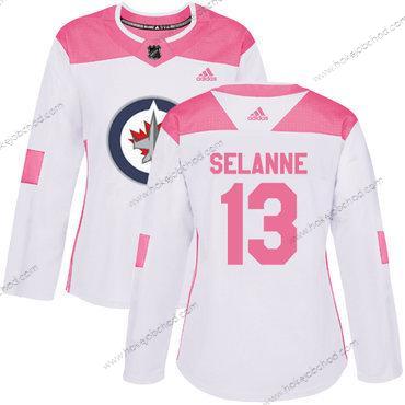 Adidas Žena Winnipeg Jets #13 Teemu Selanne Bílý Růžový Autentické Sešitý NHL Dres