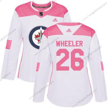 Adidas Žena Winnipeg Jets #26 Blake Wheeler Bílý Růžový Autentické Sešitý NHL Dres