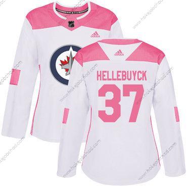 Adidas Žena Winnipeg Jets #37 Connor Hellebuyck Bílý Růžový Autentické Sešitý NHL Dres