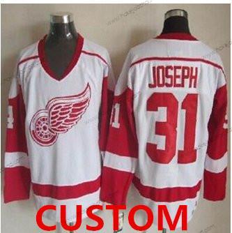 Detroit Red Wings Přizpůsobené Bílý CCM Retro Sešitý NHL Dres