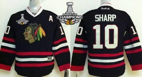 Dětské Chicago Blackhawks #10 Patrick Sharp Černá Dres W/2015 Stanley Cup Champion Patch