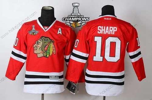 Dětské Chicago Blackhawks #10 Patrick Sharp Červené Dres W/2015 Stanley Cup Champion Patch