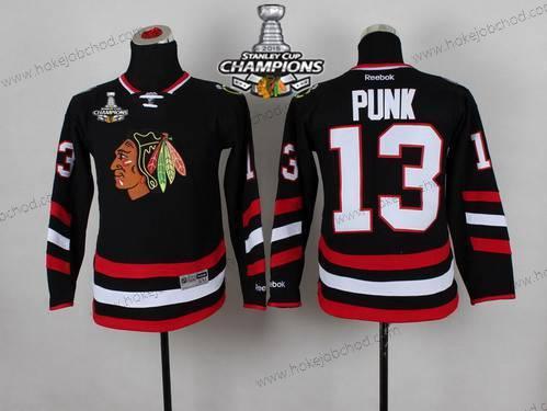 Dětské Chicago Blackhawks #13 Cm Punk 2014 Stadium Series Černá Dres W/2015 Stanley Cup Champion Patch