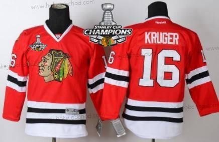 Dětské Chicago Blackhawks #16 Marcus Kruger Červené Dres W/2015 Stanley Cup Champion Patch