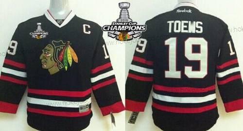 Dětské Chicago Blackhawks #19 Janathan Toews Černá Dres W/2015 Stanley Cup Champion Patch