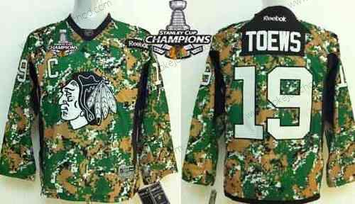 Dětské Chicago Blackhawks #19 Jonathan Toews 2014 Camo Dres W/2015 Stanley Cup Champion Patch