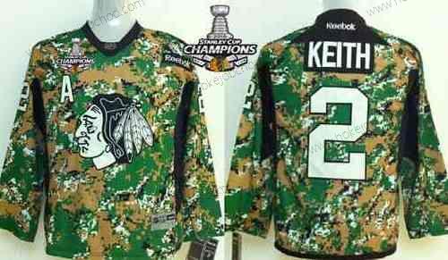 Dětské Chicago Blackhawks #2 Duncan Keith 2014 Camo Dres W/2015 Stanley Cup Champion Patch