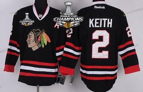 Dětské Chicago Blackhawks #2 Duncan Keith Černá Dres W/2015 Stanley Cup Champion Patch