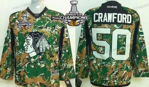 Dětské Chicago Blackhawks #50 Corey Crawford 2014 Camo Dres W/2015 Stanley Cup Champion Patch