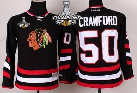 Dětské Chicago Blackhawks #50 Corey Crawford 2014 Stadium Series Černá Dres W/2015 Stanley Cup Champion Patch