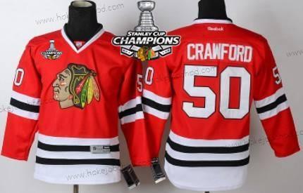 Dětské Chicago Blackhawks #50 Corey Crawford Červené Dres W/2015 Stanley Cup Champion Patch