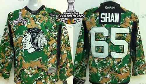 Dětské Chicago Blackhawks #65 Andrew Shaw 2014 Camo Dres W/2015 Stanley Cup Champion Patch