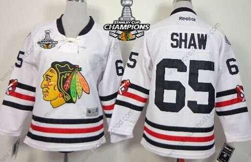 Dětské Chicago Blackhawks #65 Andrew Shaw 2015 Zimní Klasický Bílý Dres W/2015 Stanley Cup Champion Patch