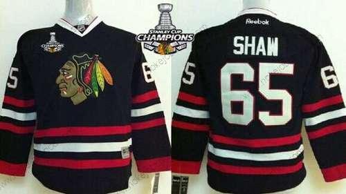 Dětské Chicago Blackhawks #65 Andrew Shaw Černá Dres W/2015 Stanley Cup Champion Patch