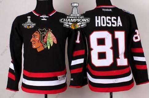 Dětské Chicago Blackhawks #81 Marian Hossa 2014 Stadium Series Černá Dres W/2015 Stanley Cup Champion Patch