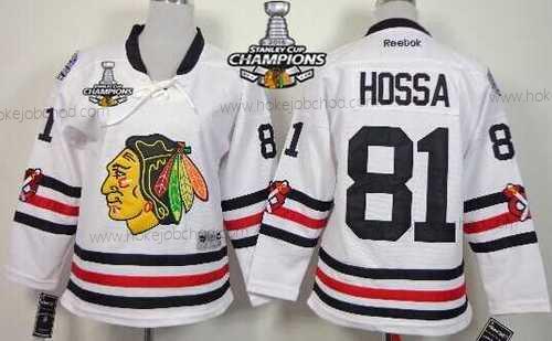 Dětské Chicago Blackhawks #81 Marian Hossa 2015 Zimní Klasický Bílý Dres W/2015 Stanley Cup Champion Patch