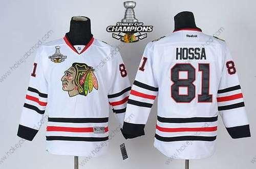 Dětské Chicago Blackhawks #81 Marian Hossa Bílý Dres W/2015 Stanley Cup Champion Patch