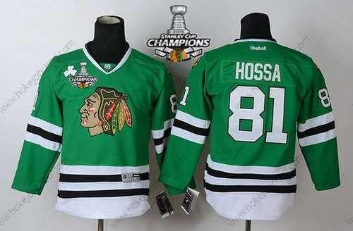 Dětské Chicago Blackhawks #81 Marian Hossa Zelená Dres W/2015 Stanley Cup Champion Patch