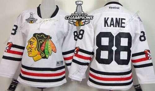 Dětské Chicago Blackhawks #88 Patrick Kane 2015 Zimní Klasický Bílý Dres W/2015 Stanley Cup Champion Patch