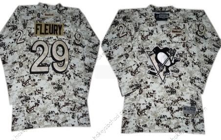 Dětské Pittsburgh Penguins #29 Marc-Andre Fleury Bílý Camo Dres