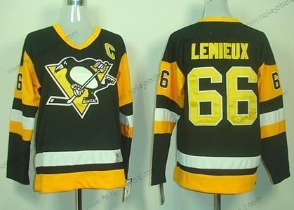 Dětské Pittsburgh Penguins #66 Mario Lemieux Černá Retro CCM Dres