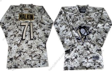 Dětské Pittsburgh Penguins #71 Evgeni Malkin Bílý Camo Dres