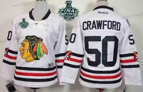 Mládež Chicago Blackhawks #50 Corey Crawford 2015 Stanley Cup 2015 Zimní Klasický Bílý Dres