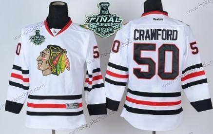 Mládež Chicago Blackhawks #50 Corey Crawford 2015 Stanley Cup Bílý Dres