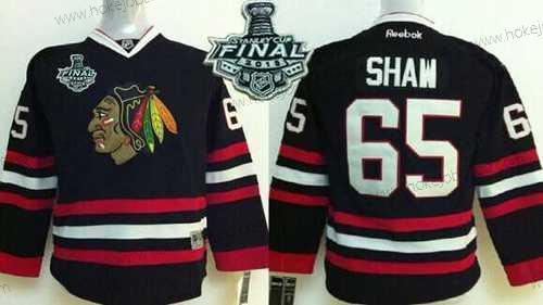 Mládež Chicago Blackhawks #65 Andrew Shaw 2015 Stanley Cup Černá Dres