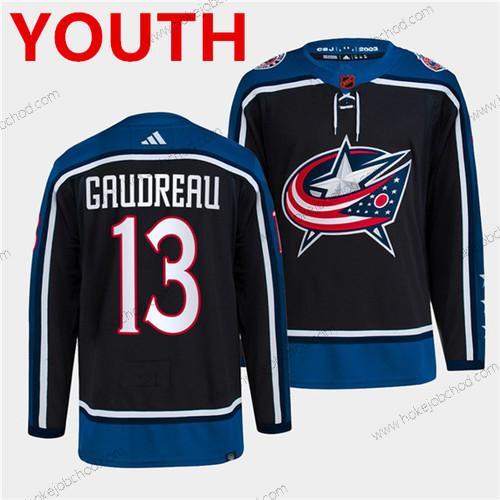 Mládež Columbus Blue Jackets #13 Johnny Gaudreau Námořnictvo 2022 Obrácený Retro Sešitý Dres