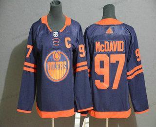 Mládež Edmonton Oilers #97 Connor Mcdavid Námořnictvo Modrý 50Th Výročí Sešitý NHL Dres