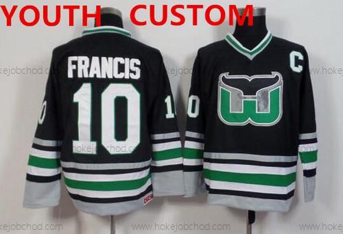 Mládež Hartford Whalers Přizpůsobené Černá Retro Dres