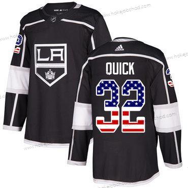 Mládež Los Angeles Kings #32 Jonathan Quick Černá Domácí Autentické USA Flag Sešitý NHL Dres