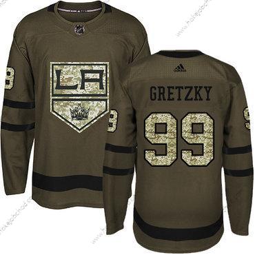 Mládež Los Angeles Kings #99 Wayne Gretzky Zelená Salute to Service Sešitý NHL Dres