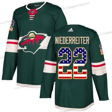 Mládež Minnesota Wild #22 Nino Niederreiter Zelená Domácí Autentické USA Flag Sešitý NHL Dres