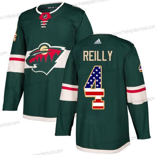 Mládež Minnesota Wild #4 Mike Reilly Zelená Domácí Autentické USA Flag Sešitý NHL Dres