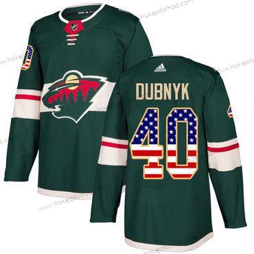 Mládež Minnesota Wild #40 Devan Dubnyk Zelená Domácí Autentické USA Flag Sešitý NHL Dres