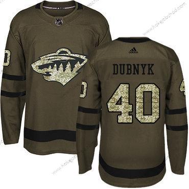 Mládež Minnesota Wild #40 Devan Dubnyk Zelená Salute to Service Sešitý NHL Dres