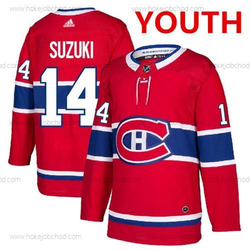 Mládež Montreal Canadiens #14 Nick Suzuki Červené Sešitý NHL Dres