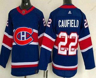 Mládež Montreal Canadiens #22 Cole Caufield Modrý 2021 Obrácený Retro Autentické Dres