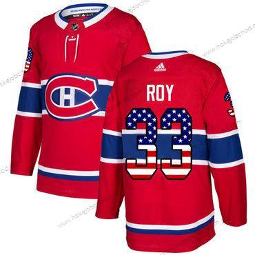 Mládež Montreal Canadiens #33 Patrick Roy Červené Domácí Autentické USA Flag Sešitý NHL Dres