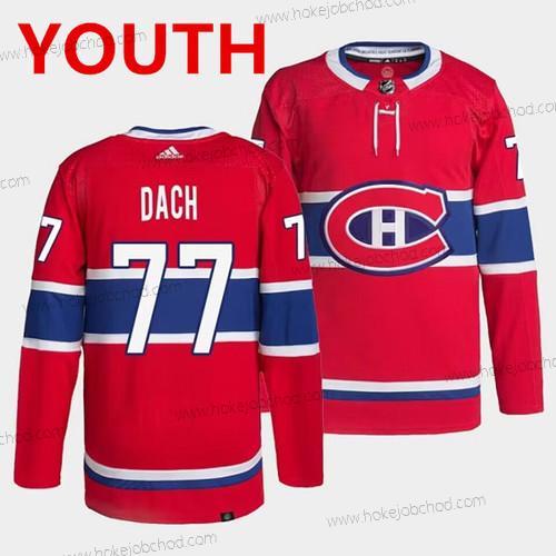 Mládež Montreal Canadiens #77 Kirby Dach Červené Sešitý Dres