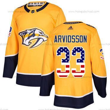 Mládež Nashville Predators #33 Viktor Arvidsson Žlutá Domácí Autentické USA Flag Sešitý NHL Dres