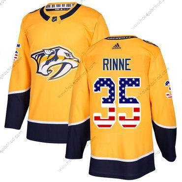 Mládež Nashville Predators #35 Pekka Rinne Žlutá Domácí Autentické USA Flag Sešitý NHL Dres