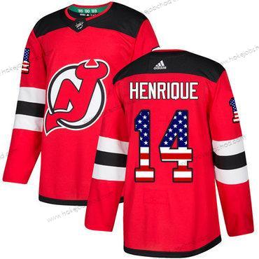 Mládež New Dres Devils #14 Adam Henrique Červené Domácí Autentické USA Flag Sešitý NHL Dres