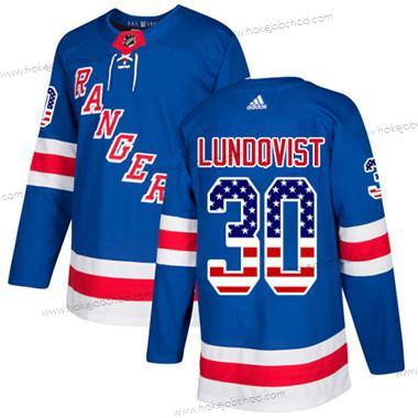 Mládež New York Rangers #30 Henrik Lundqvist Royal Modrý Domácí Autentické USA Flag Sešitý NHL Dres