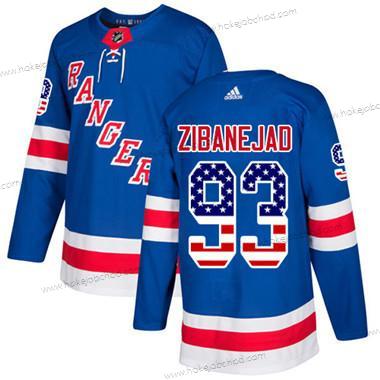 Mládež New York Rangers #93 Mika Zibanejad Royal Modrý Domácí Autentické USA Flag Sešitý NHL Dres