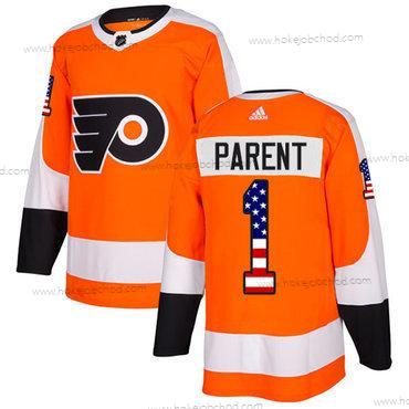 Mládež Philadelphia Flyers #1 Bernie Parent Oranžová Domácí Autentické USA Flag Sešitý NHL Dres