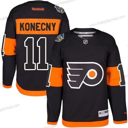 Mládež Philadelphia Flyers #11 Travis Konecny Černá 2017 Stadium Series Sešitý NHL Dres