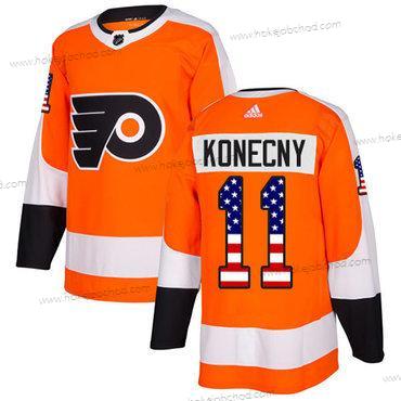 Mládež Philadelphia Flyers #11 Travis Konecny Oranžová Domácí Autentické USA Flag Sešitý NHL Dres